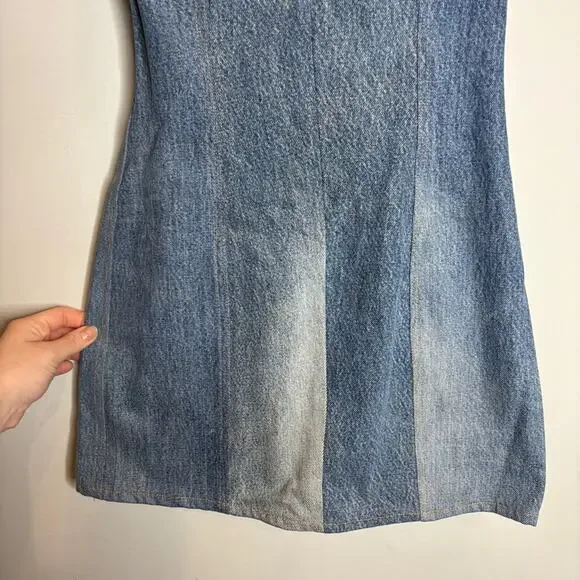 knee length dresses for ladies Women's Brandy Strapless Cargo Denim Mini Dress in Light Denim main image 1